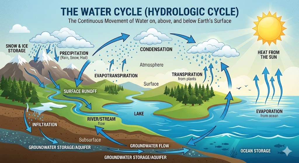 water cycle diagram infographic