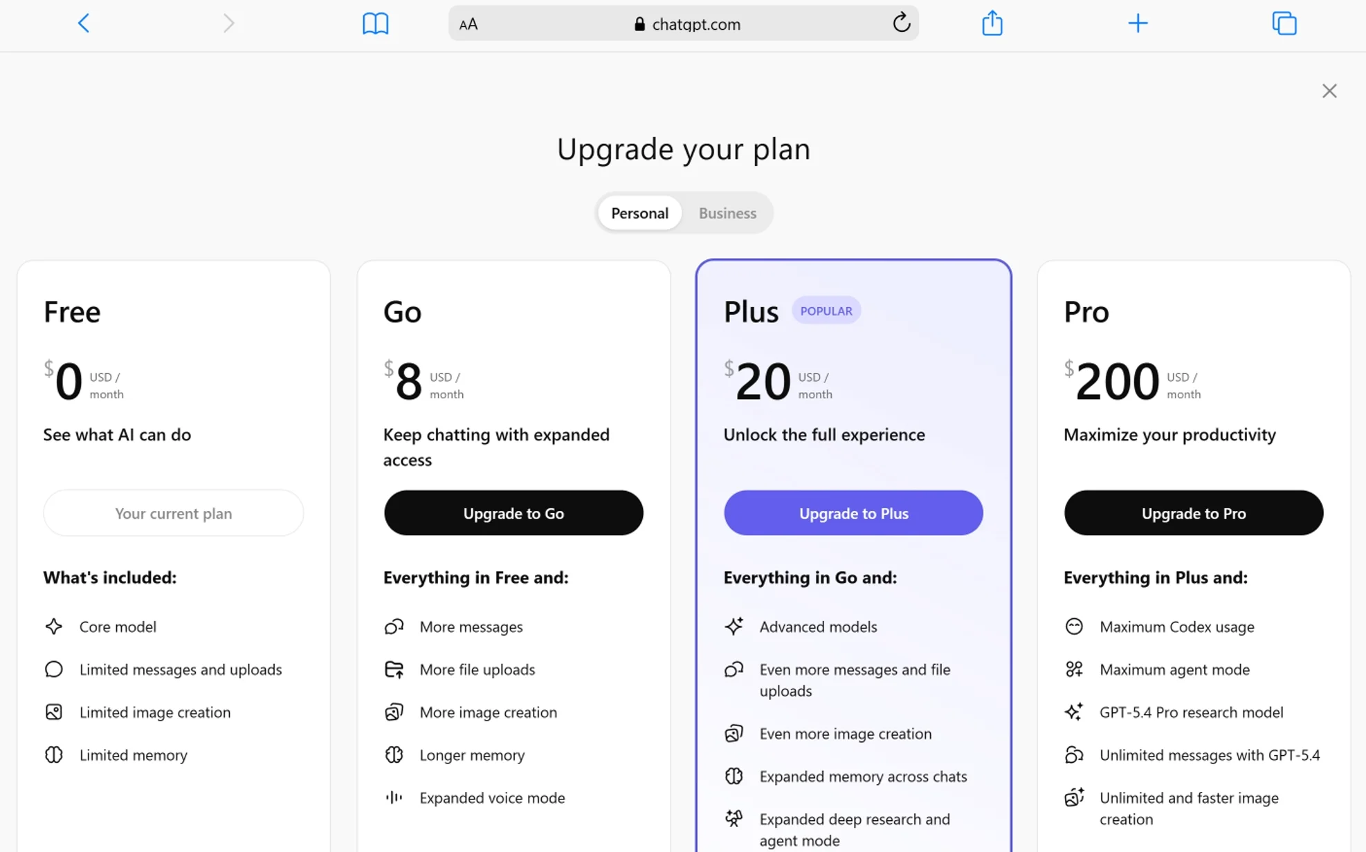 ChatGPT Go vs Plus vs Pro
