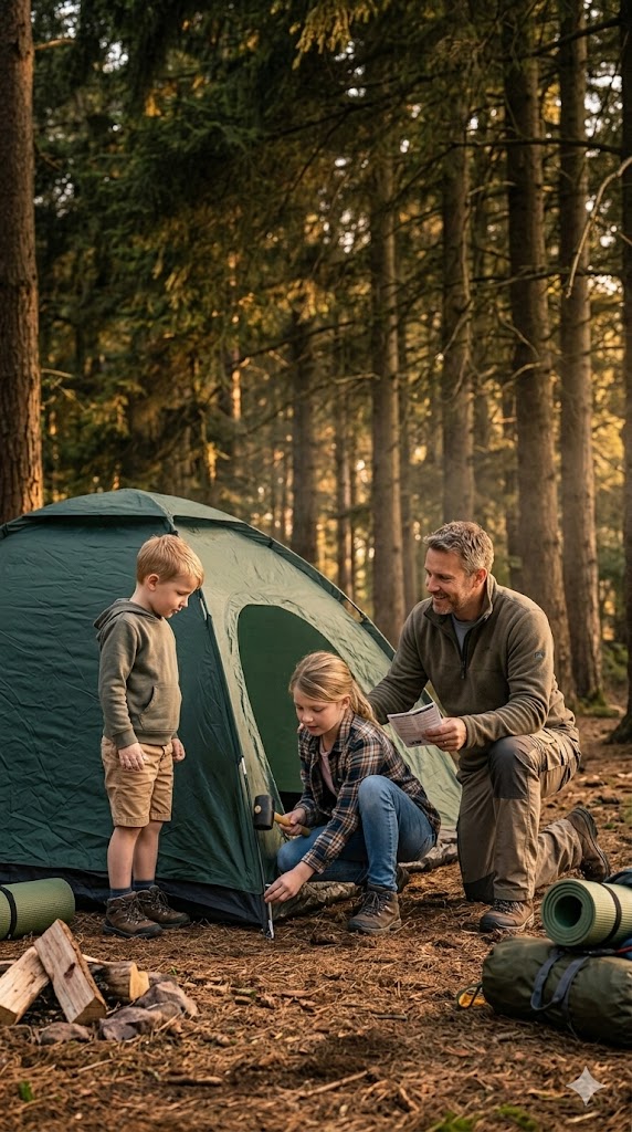 Father and Kids Camping Adventure