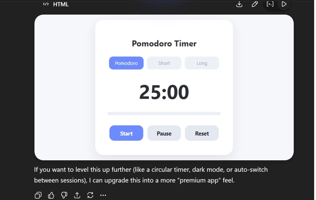 my personal prompt to make Pomodoro Timer