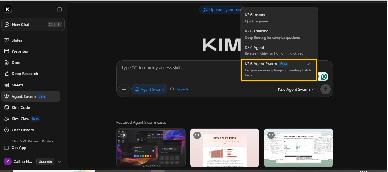 Agent Swarms KIMI K26